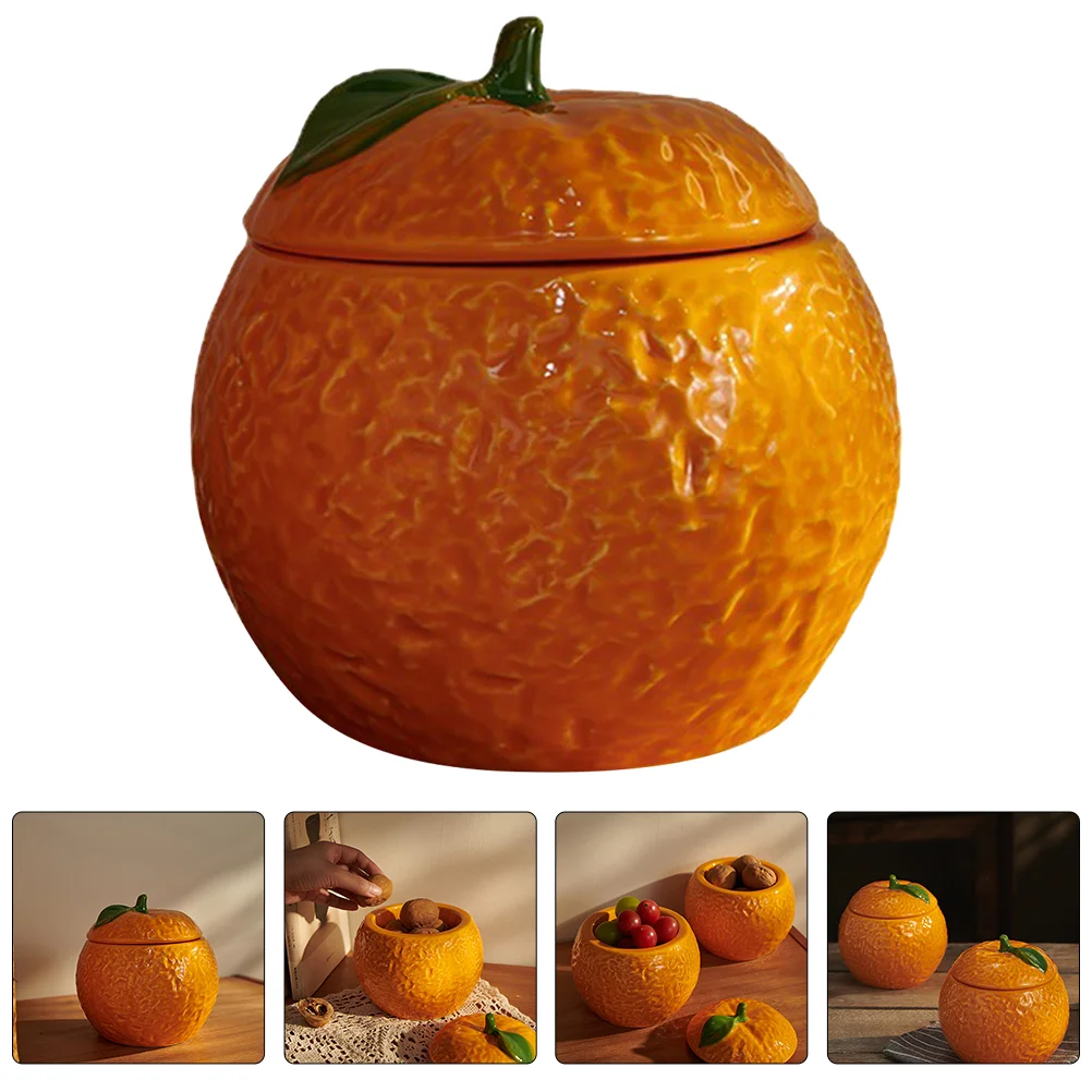 

Ceramic Orange Decor Tea Container Jar Orange Storage Jar Storage Jar for Home Office