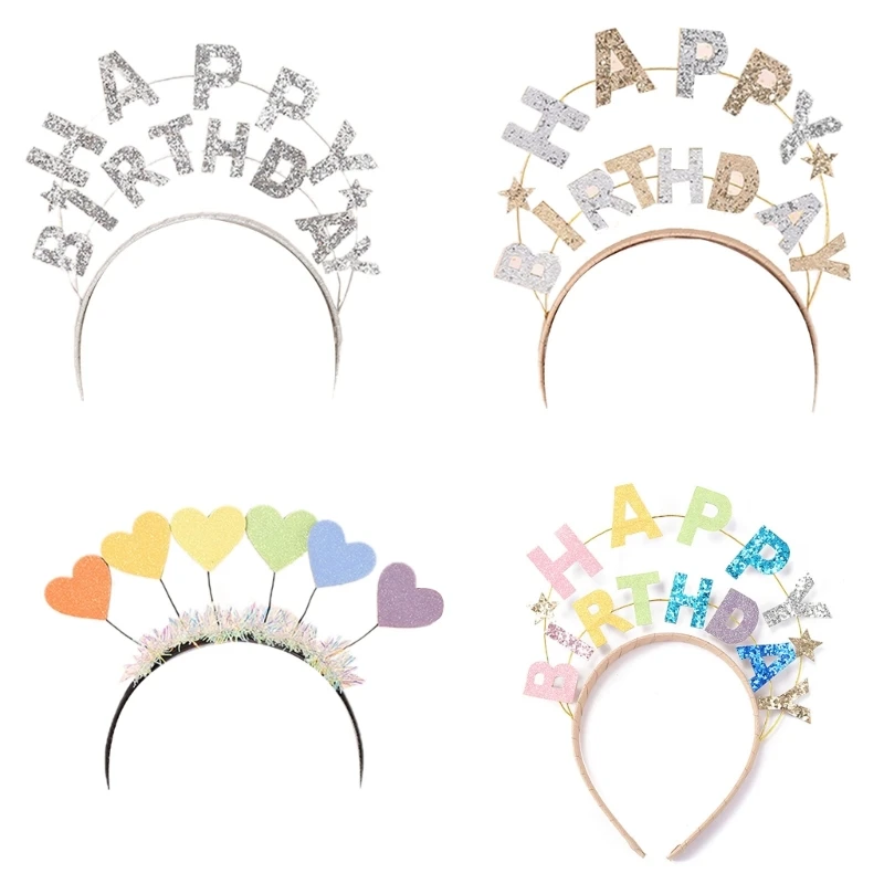 

Happy Birthday Headband Heart Hairband Birthday Party Crown Birthday Hair Hoop