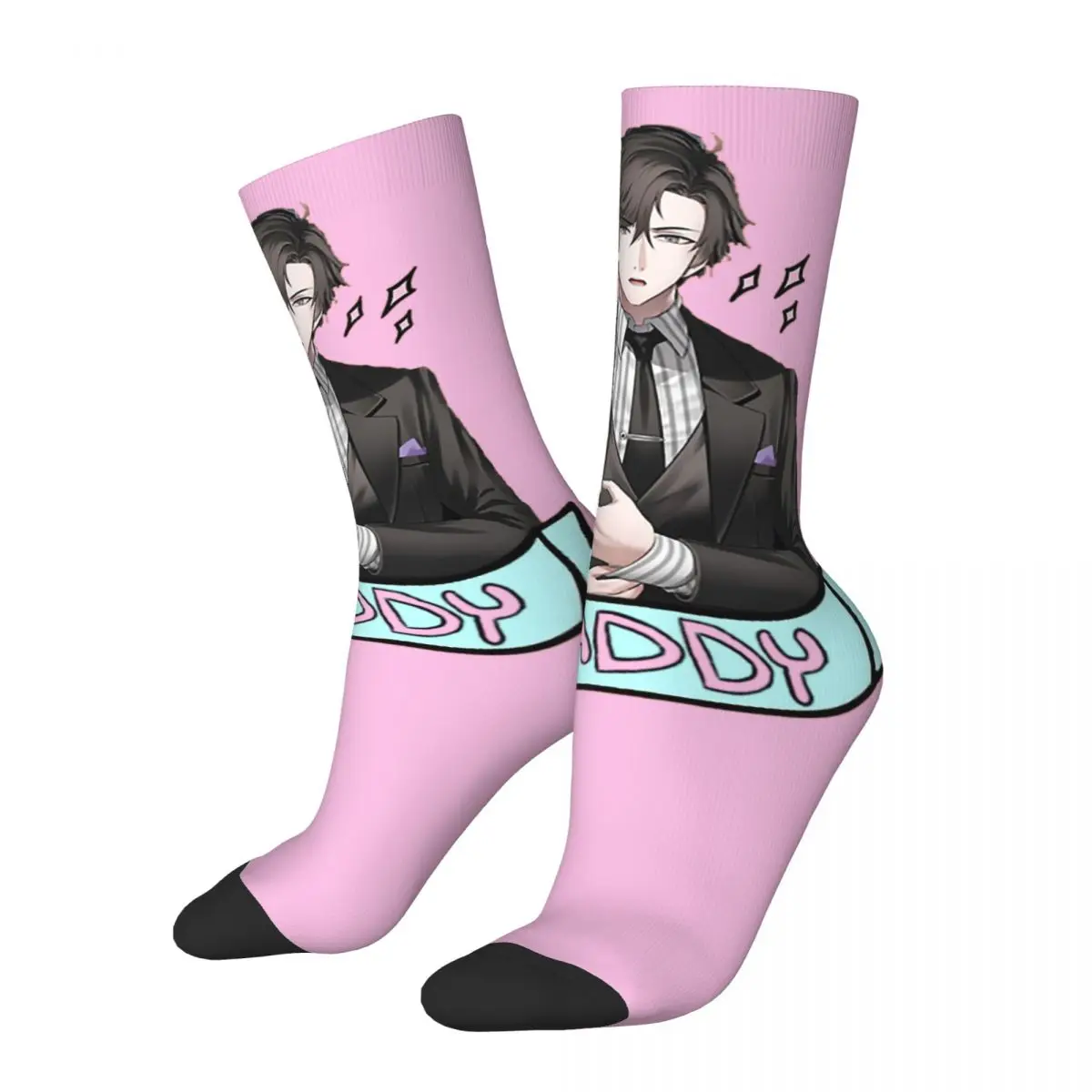 

Funny Happy Men's Compression Socks JUMIN HAN DADDY Retro Harajuku Mystic Messenger MC Otome Game Hip Hop Casual Crew Sock