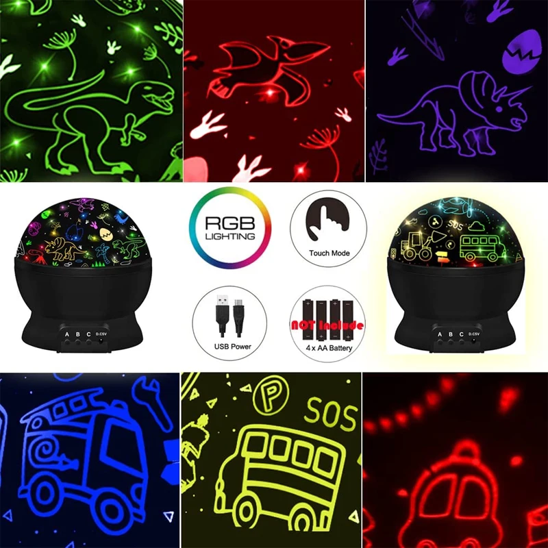 Динозавр галактика Звезда проектор ночной свет USB Зарядка светодиодная лампа для