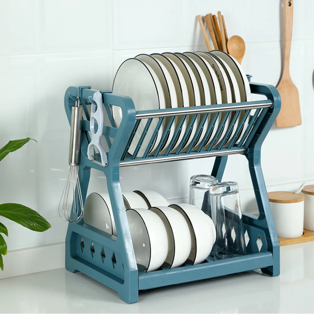 

Household Dish Drying Rack Kitchen Supplies Dish Storage Drain Rack Multifunctional Double-Layer Dish Filter Rack Kichen Tools
