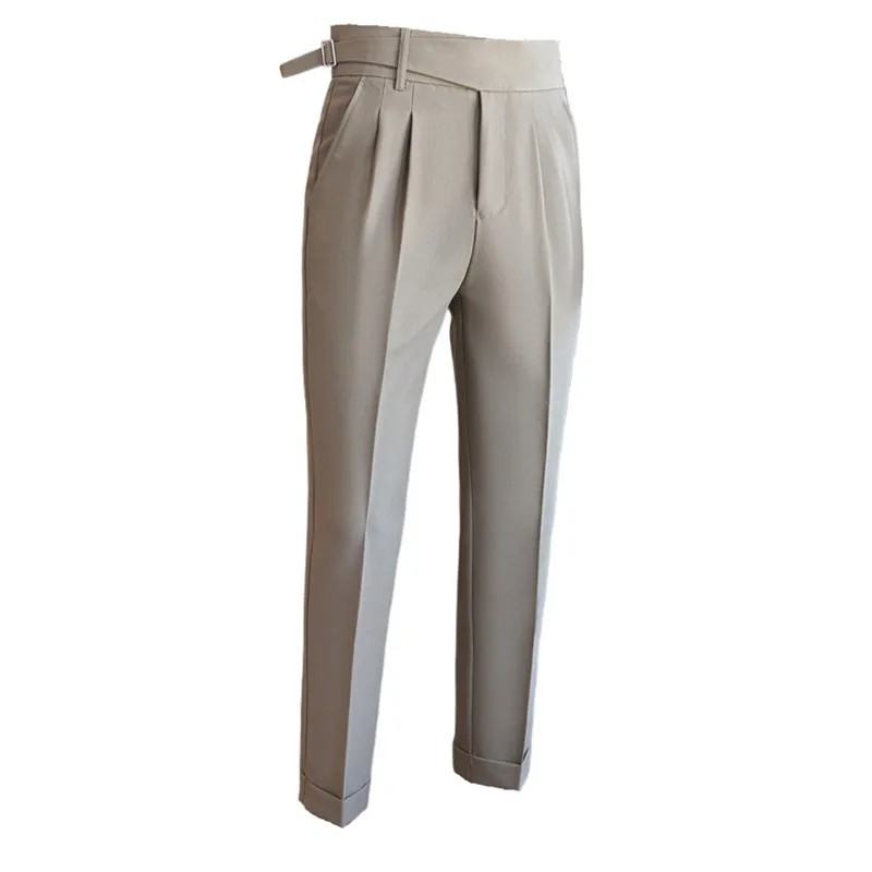 Неаполь с высокой талией повседневные брюки Pantalones Hombre Slim Fit Мужская одежда модный