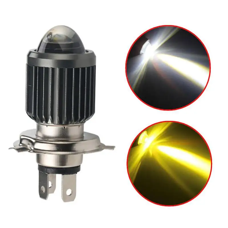 

1pcs Motorcycle Headlight H4 H6 BA20D LED Front Light CSP Lens Hi/Lo Beam White Yellow Moto Fog Lamp Bulbs Scooter Accessories