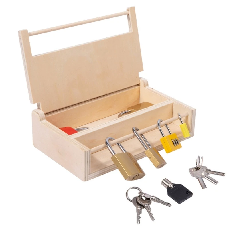 

Montessori Lock And Keys Toy Set Educational Lock Set Keys Wooden Materials Birthday Gift For Kids Toddlers Preschoolers