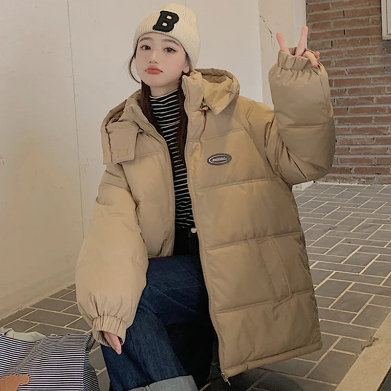 Winter Ladies Thickened Warm Casual Parka Korean Style Loose Plus Size Ladies Winter Hooded Jacket Thickened Women's Jacket