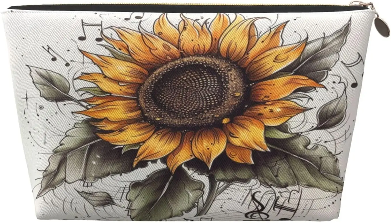 Косметичка с подсолнухом музыкальные ноты винтажная косметичка дорожный