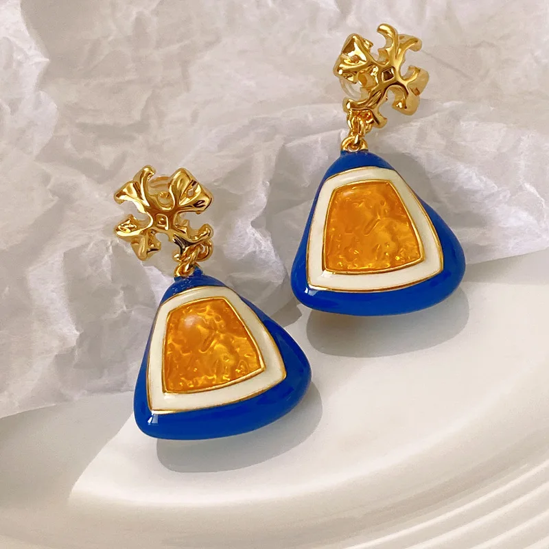 

Цветные эмалевые блестящие серьги неправильной геометрической формы для женщин