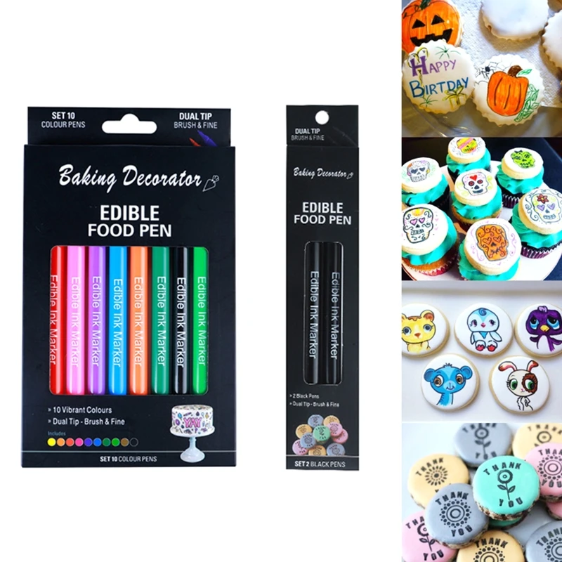 

Edible Markers for Cookie Food Coloring Pens Fine and Thick Tip Food Grade Pen