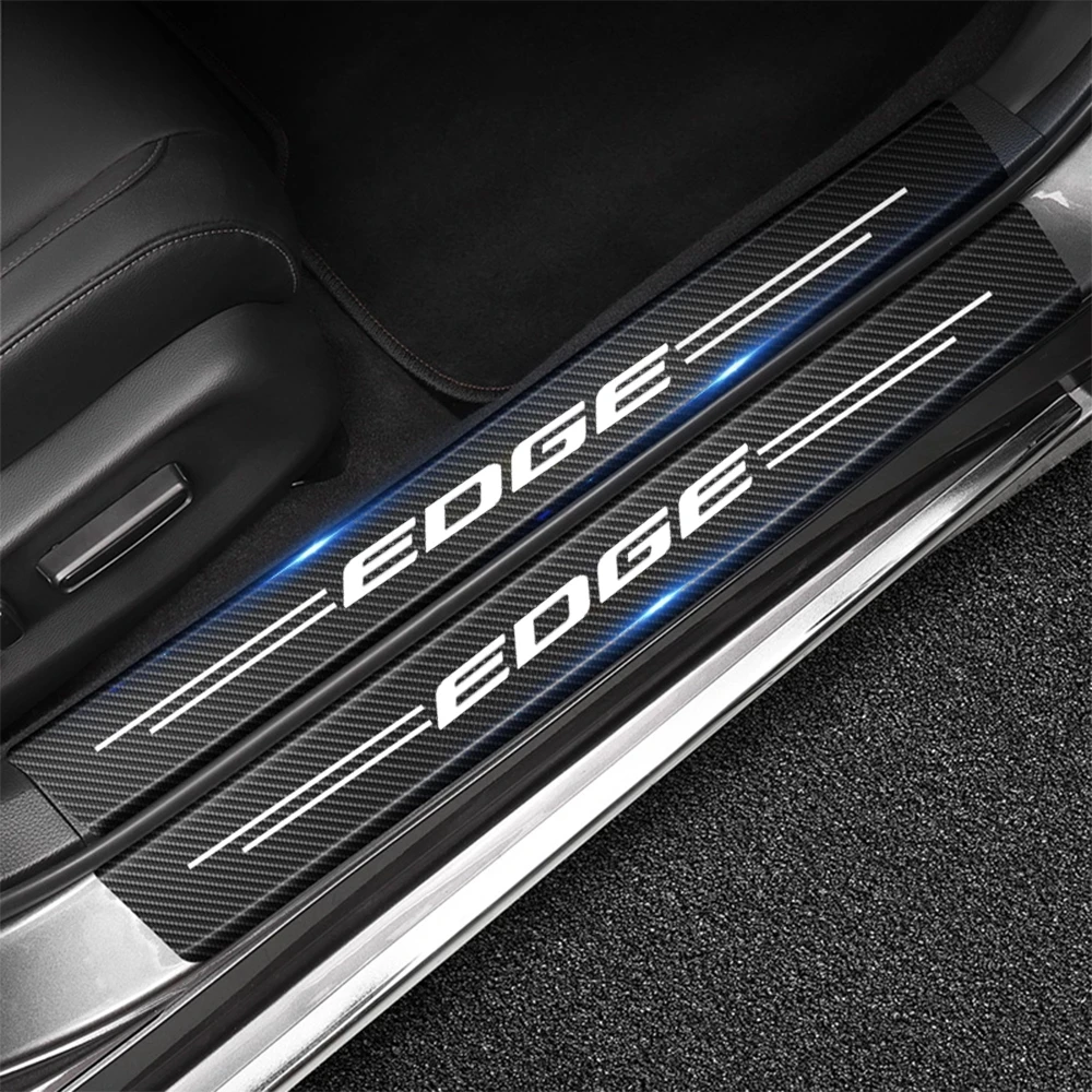 

Car-Styling 4PCS Carbon Fiber Door Sill Sticker Decals Trunk Protect For Ford Edge MK2 U387 2 2007 2008 2009 2010 2011 2012-2021