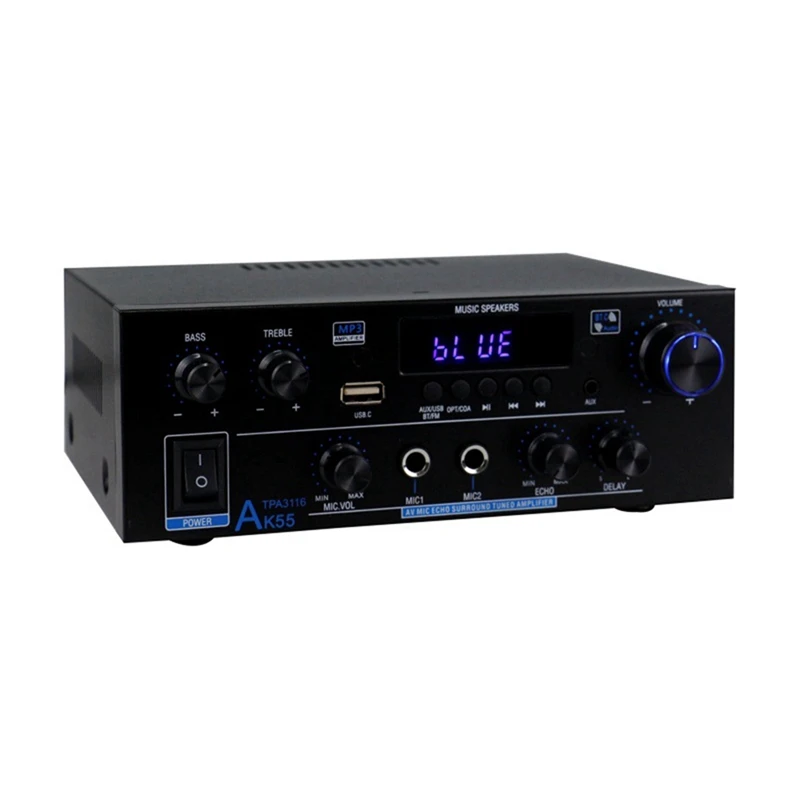 Фото Домашний усилитель мощности AK55, 900 Вт макс., 2.0-канальный, Bluetooth, Hi-Fi, караоке, музыкальный плеер, вилка EU-ABVK №4