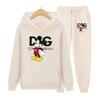 2022disney mickey cotton print spring and autumn mens and womens sports sweater hoodie set kawaii anime mens and womens sets