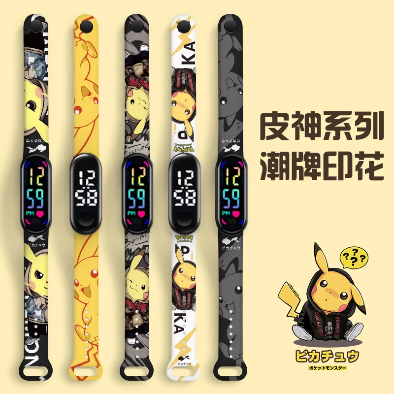 

Pokemon Pikachu Colorful classic white LED watch anime figure Pikachu Waterproof Sports boys girls watches kids birthday gifts