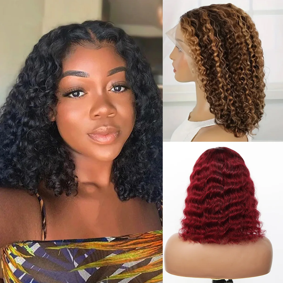 UNIKY Натуральные человеческие волосы Фронтальный парик 13x4 Глубокая волна