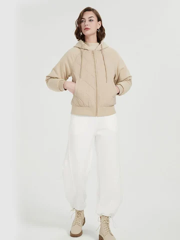 Пальто SuyaDream женское с капюшоном, 90% Пух белой утки, стеганая однотонная куртка-пуховик, Осень-зима 2024