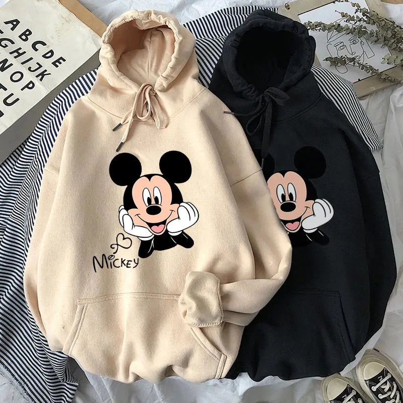 

Disney cartoon printed sweater women fun hip hop Minnie print autumn and winter fashion Harajuku style hoodie Men Mickey Hoodie
