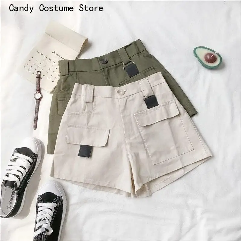 Women Streetwear Cargo Shorts Cool Fashion Summer Casual High Waist Clothes Korean Style Loose Cozy Ulzzang Students Daily Mujer