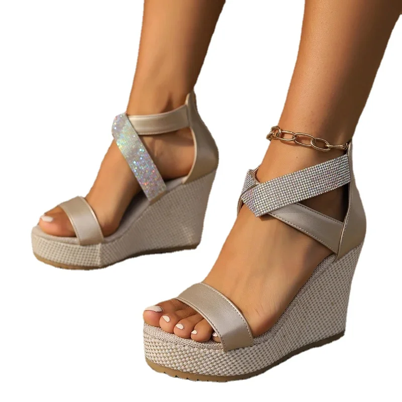 Женские босоножки на высоком каблуке женские летние модные шлепанцы танкетке и