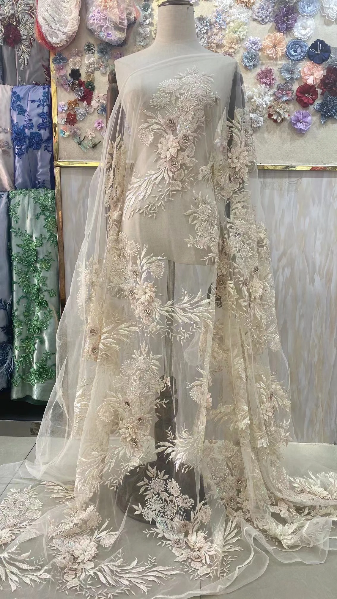 

5y | Новейший стиль, многослойные Блестки + 3d Цветочные бусины, красивое французское кружево, Африканское Тюлевое кружевное свадебное платье