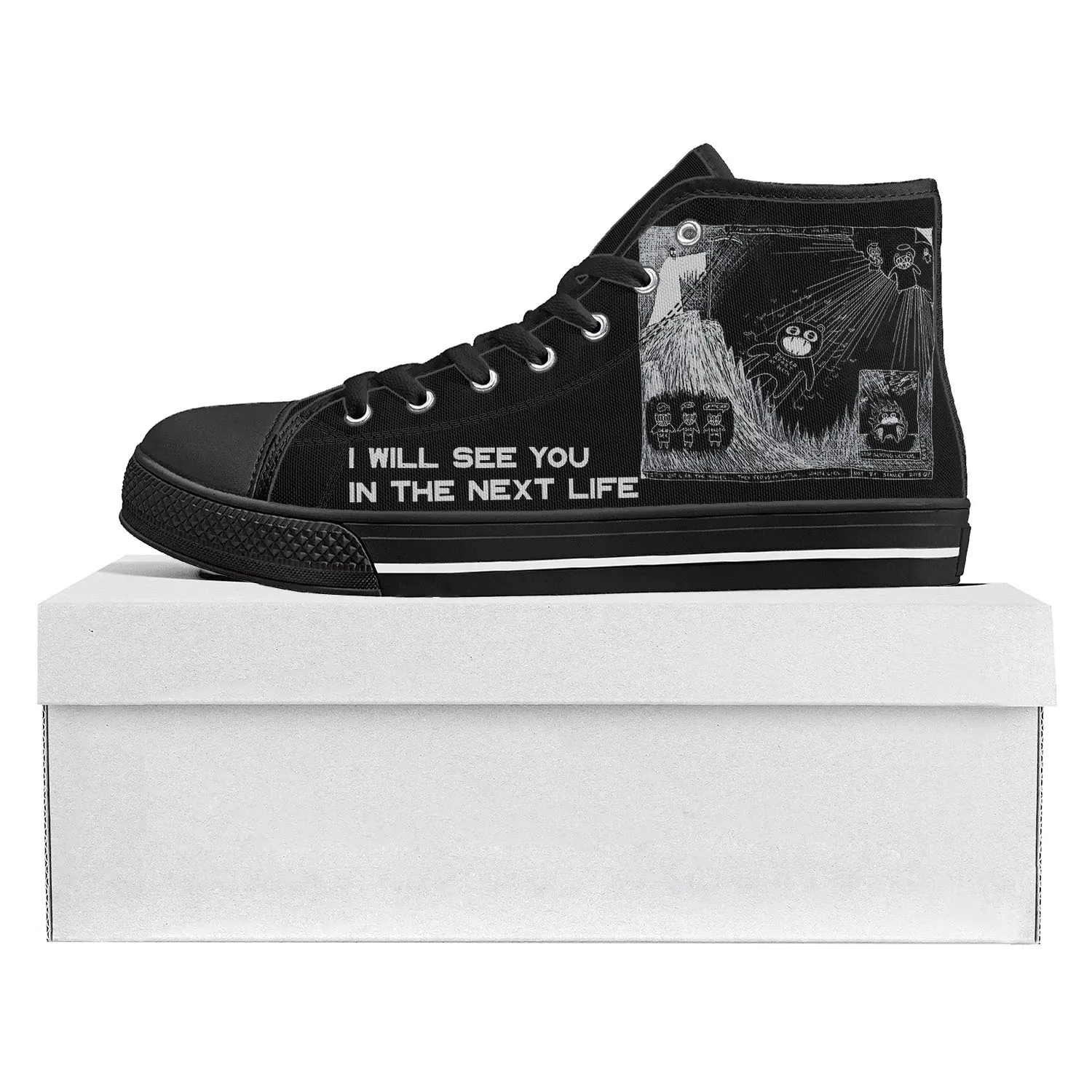 Radiohead Electronic Rock Band High Top High Quality Sneakers Mens Womens Teenager Canvas Sneaker Casual Couple Shoe Custom Shoe