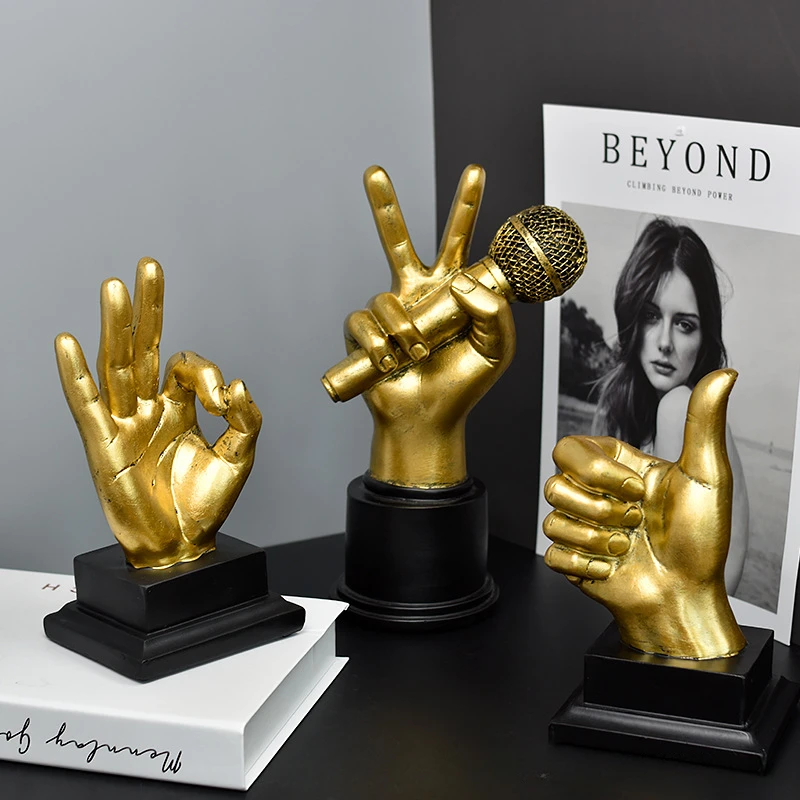 

Классическая золотая статуя жеста, домашний декор в европейском стиле, абстрактный декор для телевизора, кабинета, Офисные аксессуары для рабочего стола, полимерный подарок ручной работы
