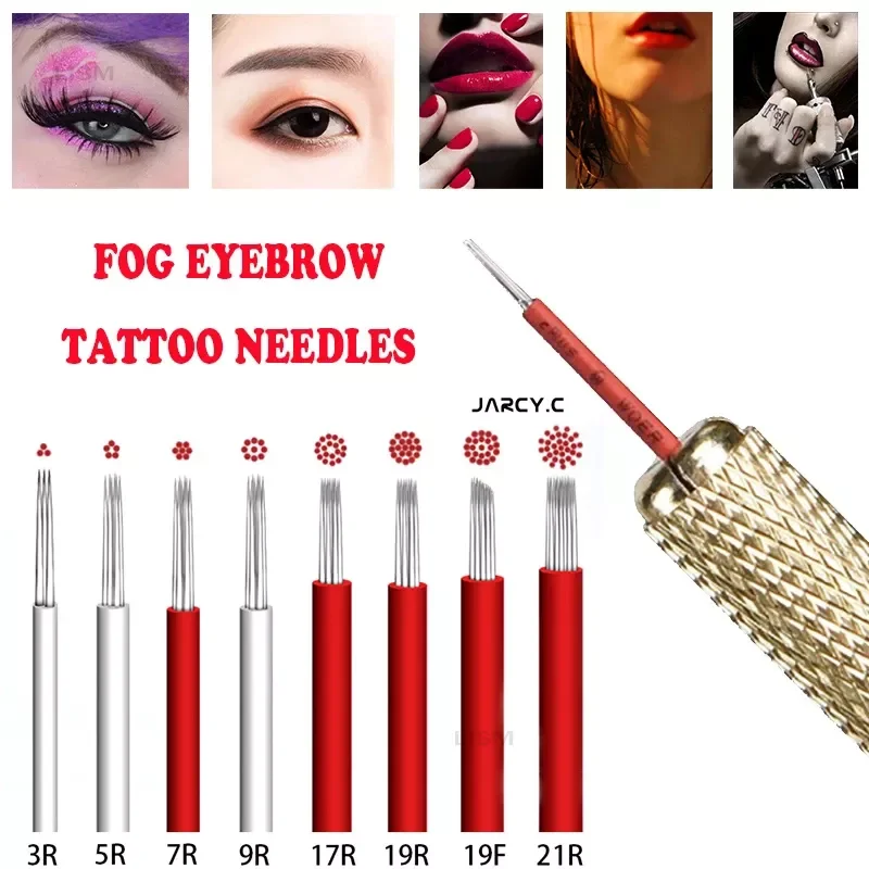 

50pcs Microblading Needles Fog Eyeborw Permanent Makeup Blade Shading Round R3 R5 R7 R9 R21 Tattoo Needle for tattoo manual pen