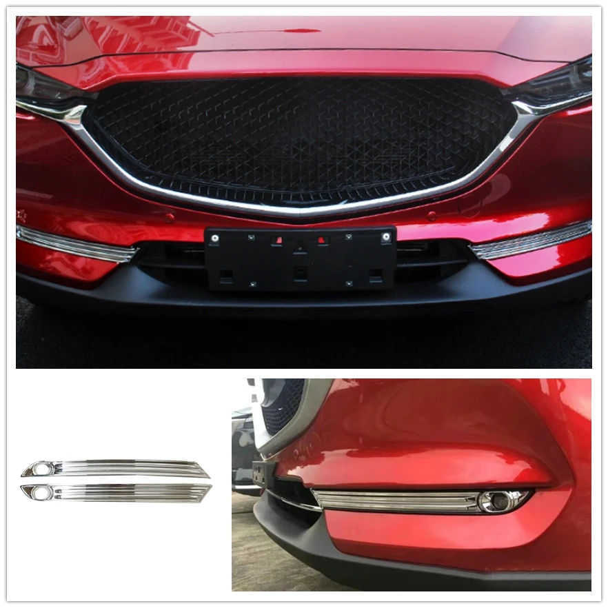 

For Mazda CX-5 CX5 2017-2020 ABS Chrome Front Fog Light Lamp Eyebrow Bumper Eyelid Cover Trim Bezel Garnish Moulding Accessories