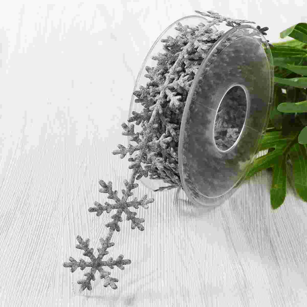 

Ribbon Snowflake Trim Christmas Lace Sewing Decorative Craft Tree Trimmings Fabric Wrapping Wired Decoration Flower Gift