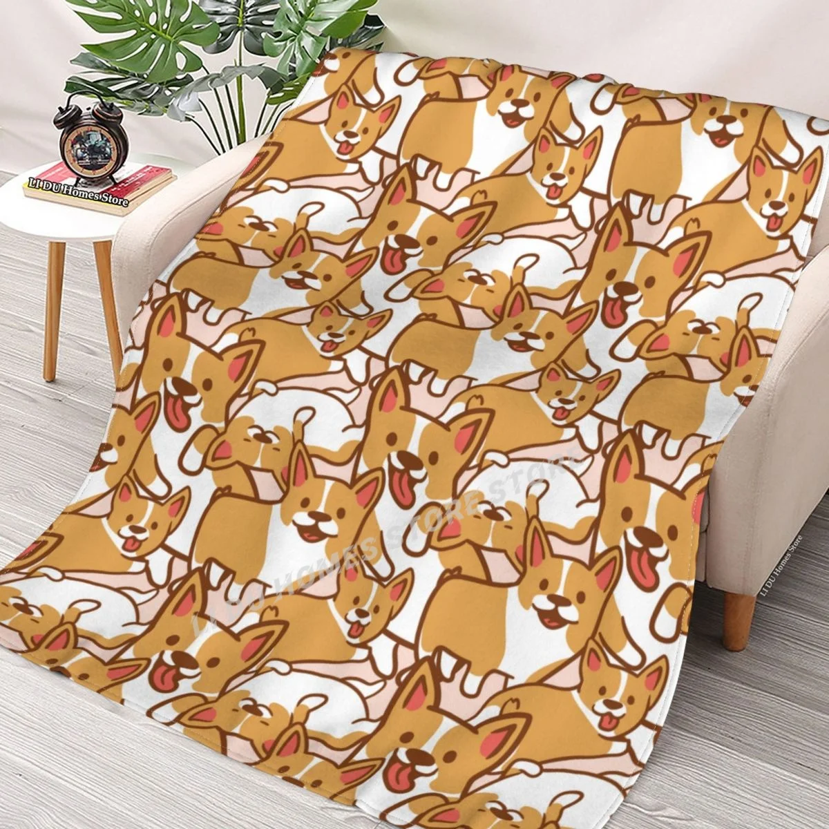 

Kawaii Cheerful Corgi Throw Blanket flannel Collage Blanket Bedding soft Cover Bedspreads Blankets