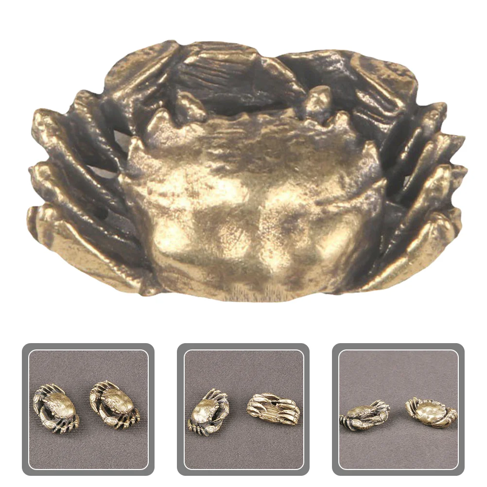 Ретро латунный маленький краб настольные украшения животное бронзовая резьба