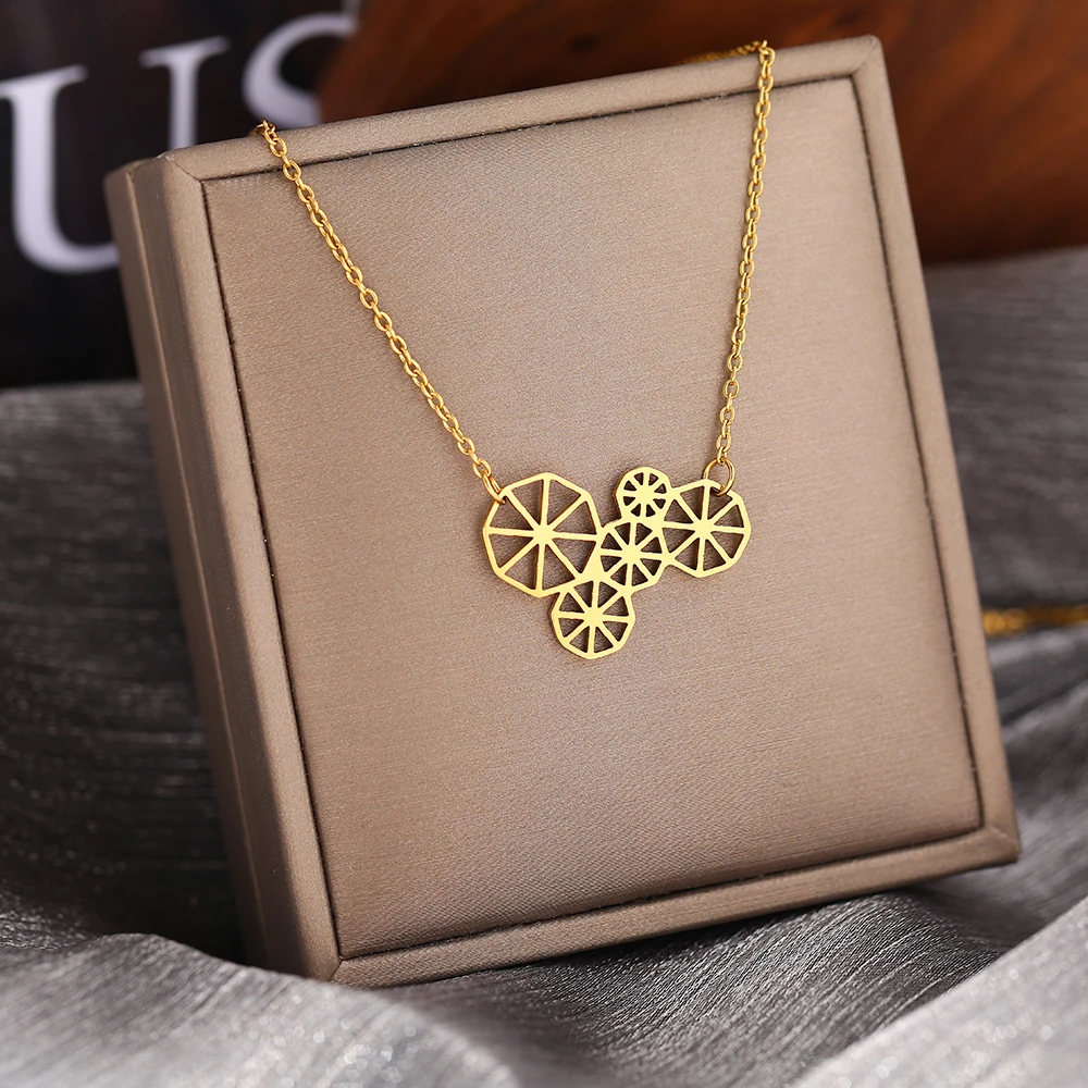 Ожерелья из нержавеющей стали, простые подвески в виде геометрических колес, гранж, аксессуары, современный чокер, украшения для женщин