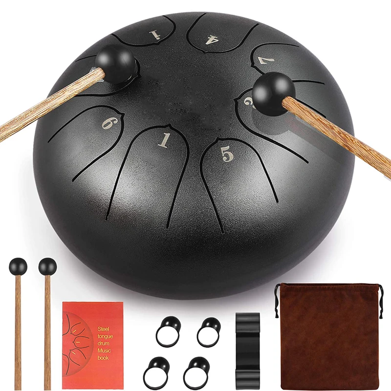 

Ethereal Drum 6 Inches Steel Tongue Drum 8 Tones ethereal drum with 1Pair Mallets + Storage bag Percussion Instruments