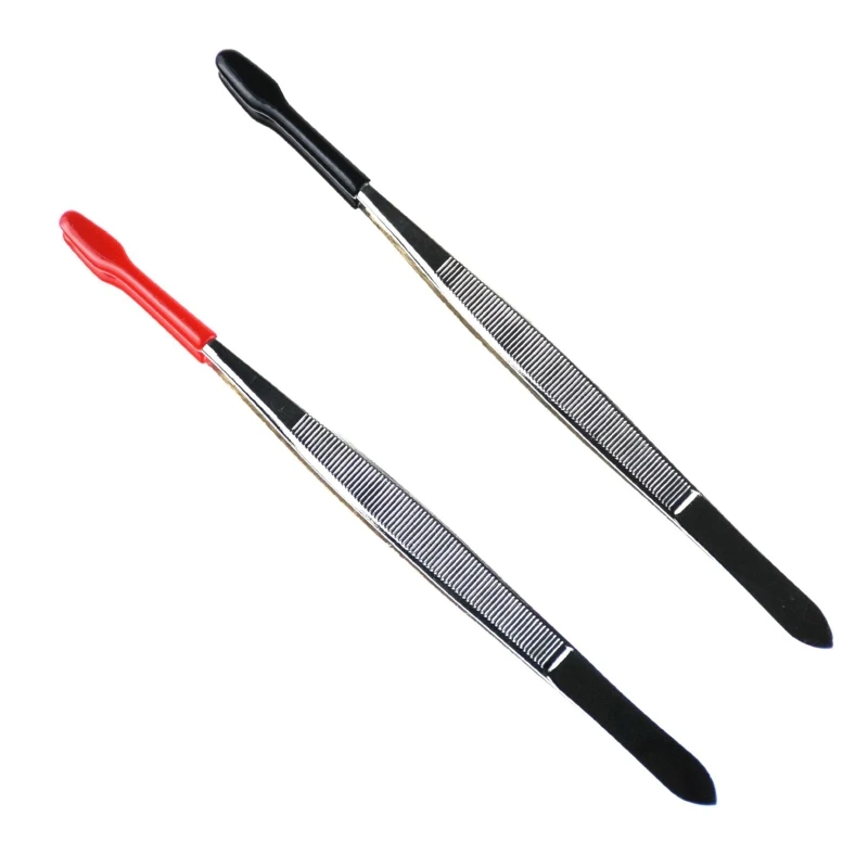 

Flat Tip Tweezers Non Marring Coin Stamp Tweezers w/ Rubber Tip for Hobby Crafts