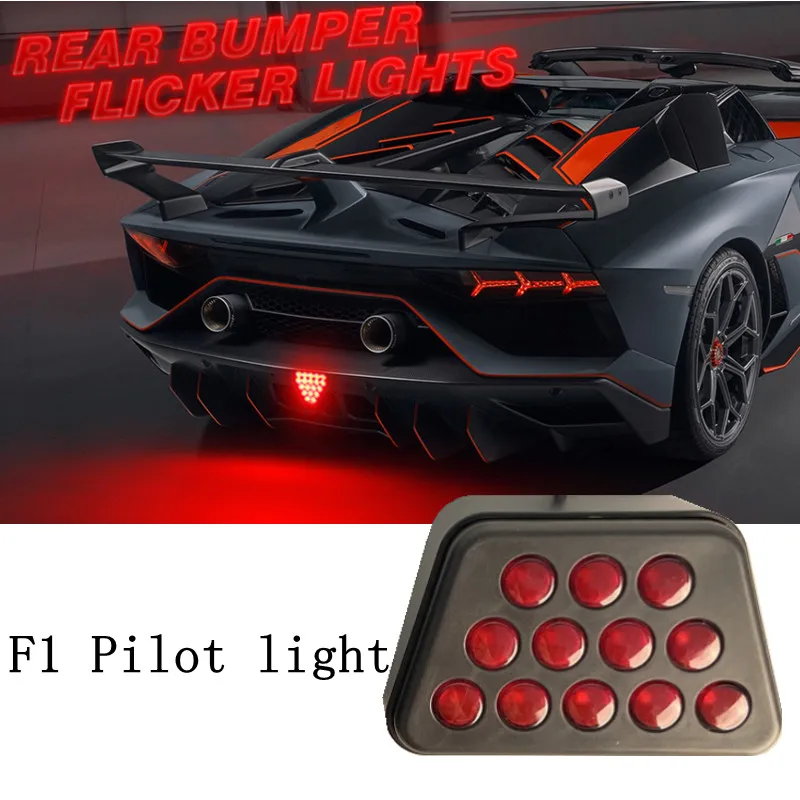 

12V F1 Style DRL Red 12 LED Rear Tail Stop Fog Triangular Brake Light Stop Safety Lamp Car Motor LED Rear Tail Light Signal Lamp