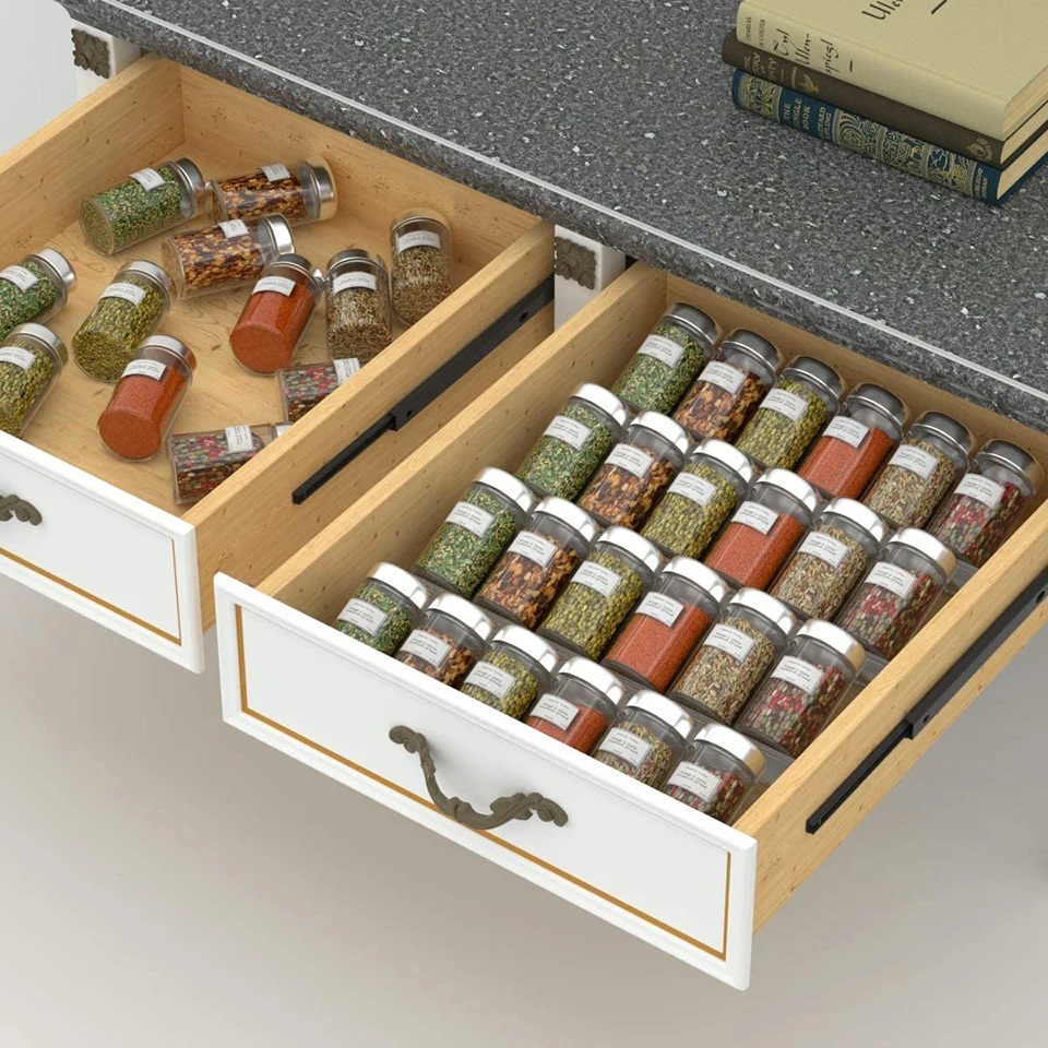

Acrylic 4-layer spice rack transparent desktop seasoning display rack drawer cosmetic classification storage rack