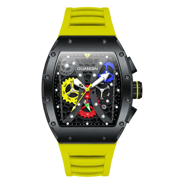 

GUANQIN Men Watch Luxury Automatic Watches Waterproof Luminous Mechanical Wristwatch Tonneau Case Sapphire Military Rubber Strap