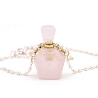 natural stone perfume bottle necklace gold color chain crystal pendant for women trendy necklace jewelry party gifts