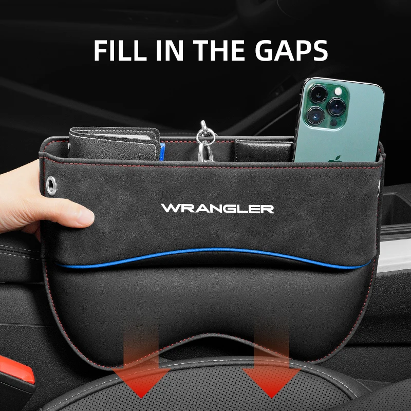 

Car Seat Gap Organizer Seat Side Bag Reserved Charging Cable Hole For Jeep Wrangler Universal Car Seat Storage Box accessories