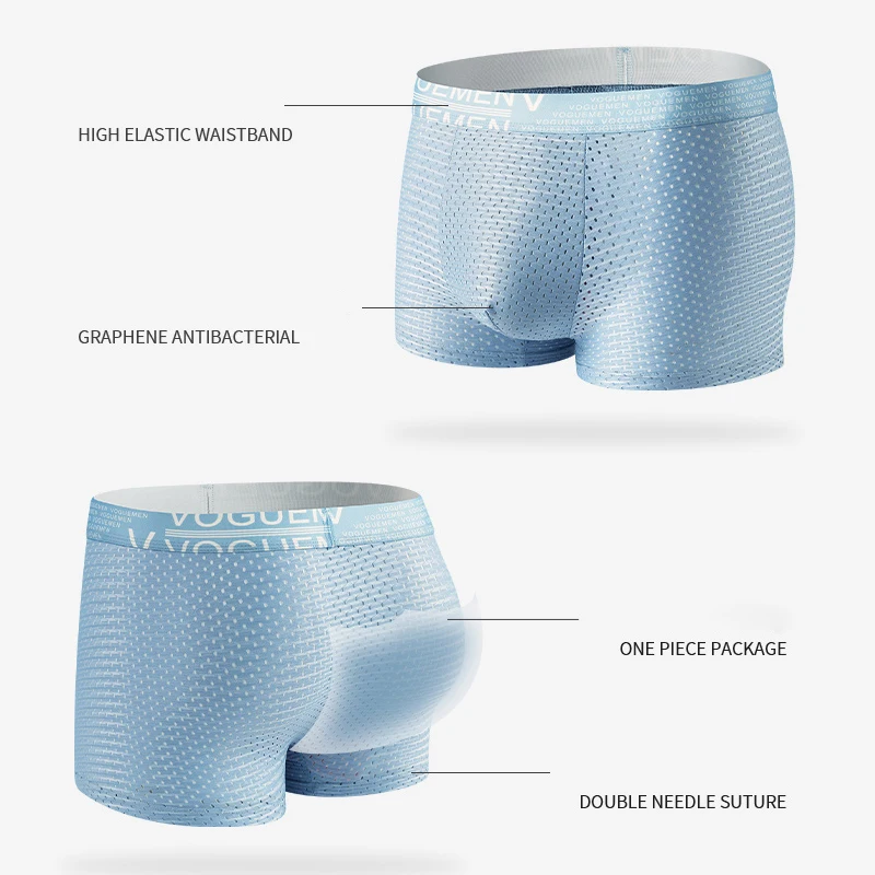 Cartelo 1pc Ice Silk Men Boxer 3A Graphene Antibacterial Underwear Solid Underpant Light Fast Dry Breathable Cool Male Panties