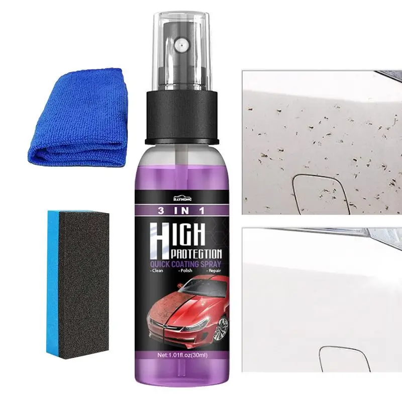 

High Protection Car Spray 3 In 1 Quick Scratch Repair For Car Paint Quick Car Coating Spray With Cloth & Sponge Automotive Top