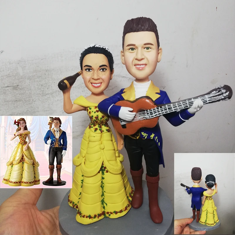 

Custom Fairy Tale Dolls Prince Princess King Figurines Handmade Polymer Clay Material 18cm Height Wedding Couple Gift