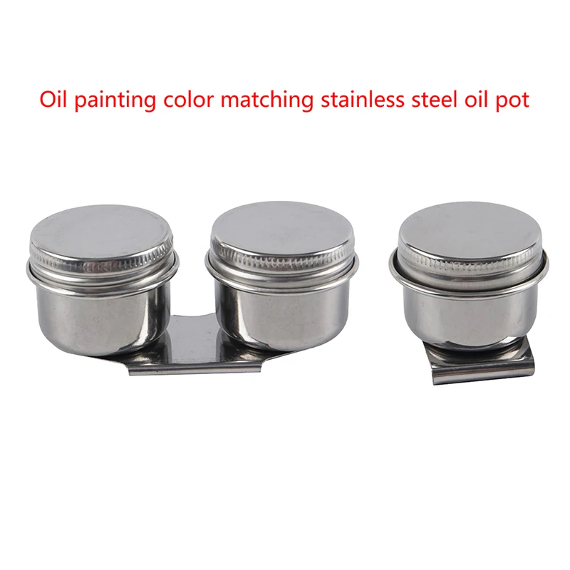 

1 PC Painting Oil Pot, For Acrylic Watercolor Gouache High Quality Stainless Steel Portable Oil Paint Container Cups