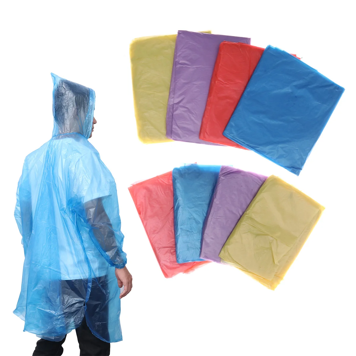 

8pcs Coveralls Body Suit Clothing Raincoat with Hood for First Use Random ( 4pcs for Kids 4pcs for Adults )