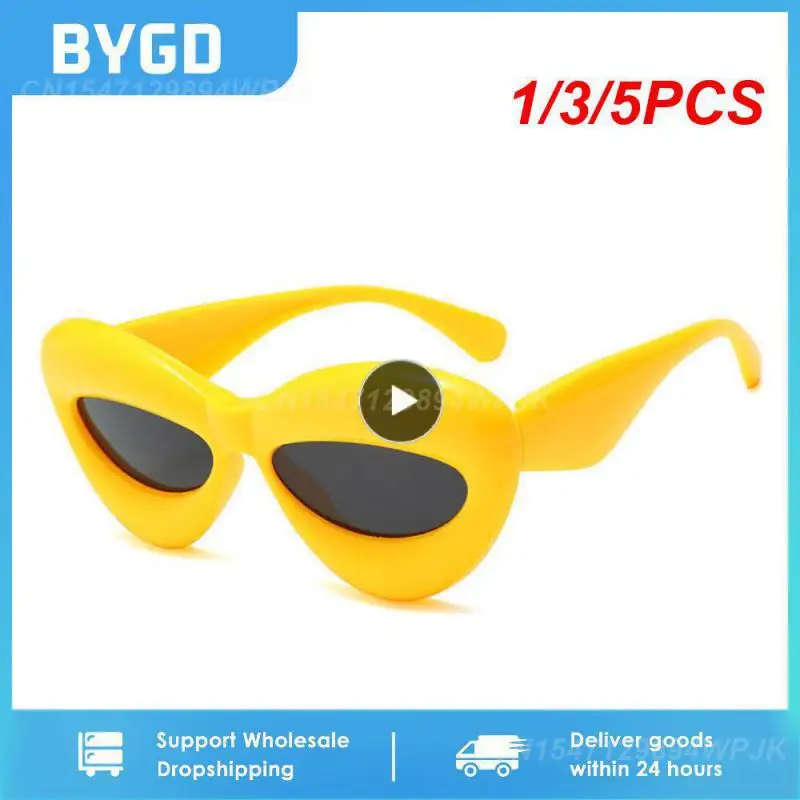 

1/3/5PCS Unique Candy Color Sexy Lip Y2k Sunglasses For Women Yellow Blue Sun Glasses Men Punk Sunglasses Hip Hop Shades UV400