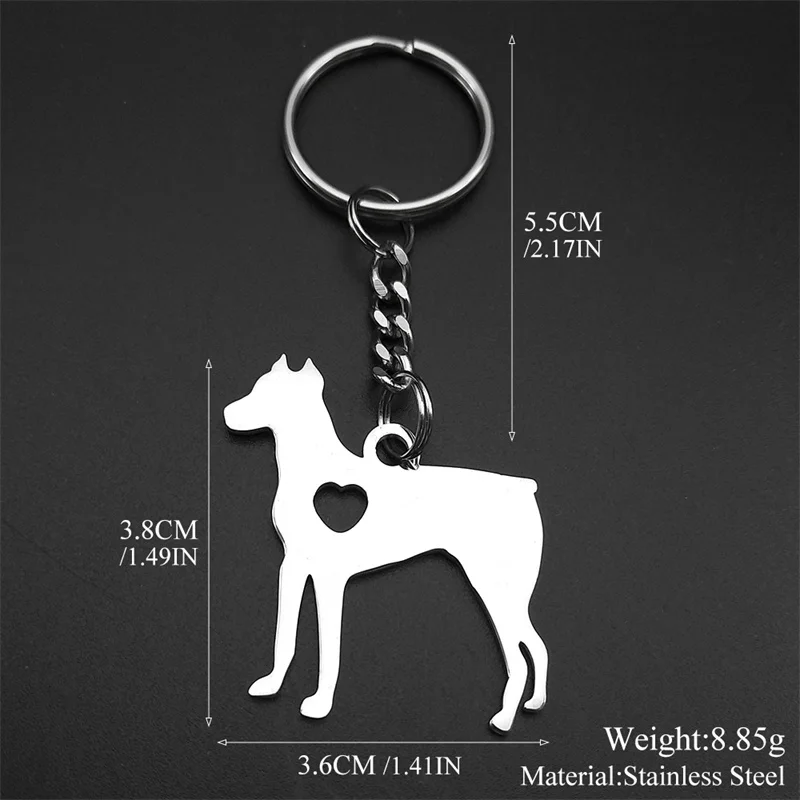 Доберман собака любовь сердце кулон брелок для женщин мужчин нержавеющая сталь