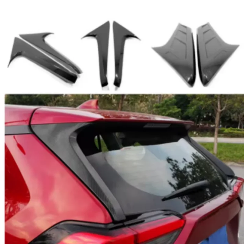 Фото Подходит для Toyota RAV4 2019-2023 автомобильная наклейка для бровей, задний задний спойлер, боковой треугольный молдинг, накладка на окно, 2 шт. №1