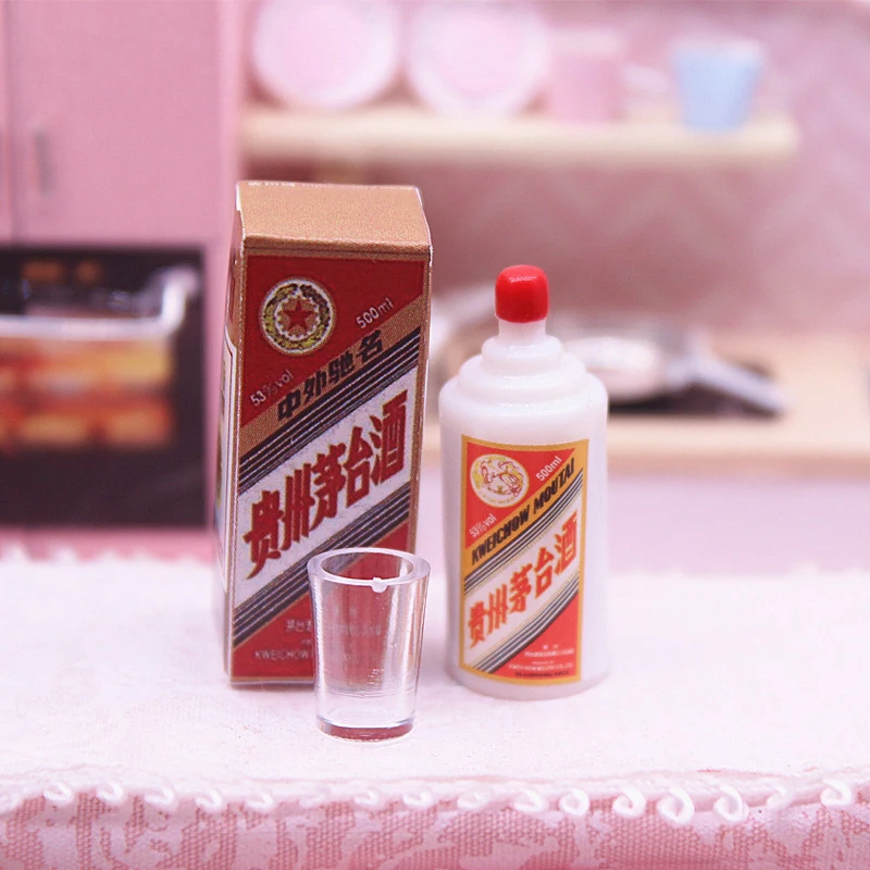 

1Set Dollhouse Miniature Moutai Beer Drink Cup Model Toys For Doll House Decoration Dollhouse Miniature Accessories