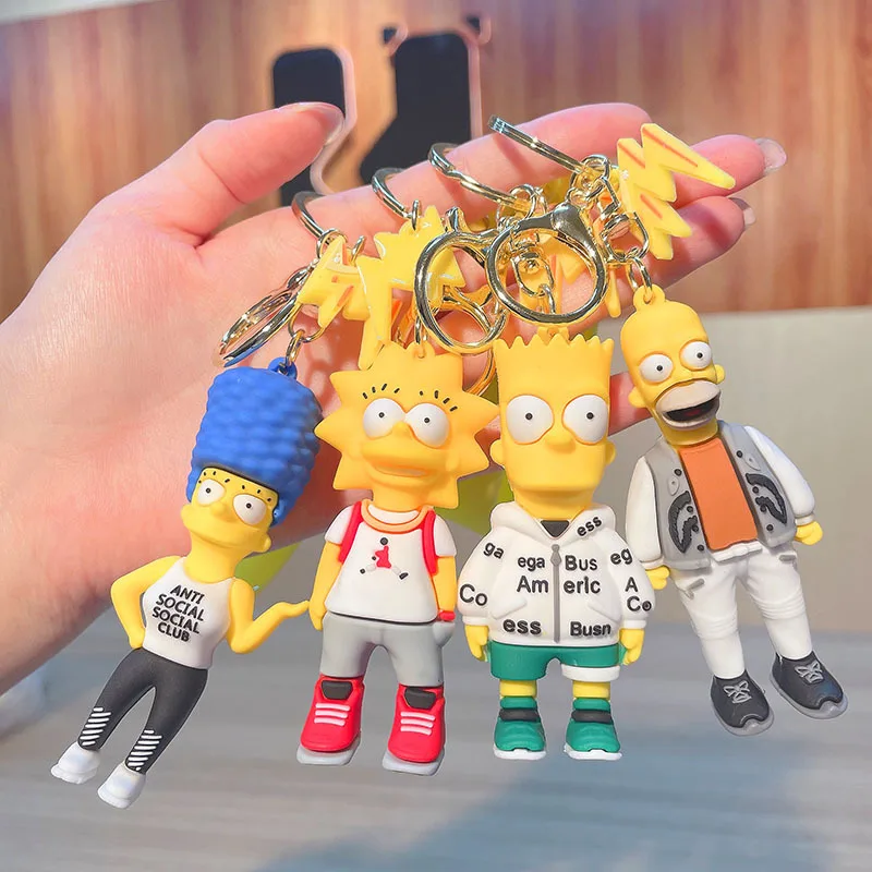 Anime Cartoon Simpson Keycahin Marge Homer Lisa Bart Fashion Car Key Ring Cute Dolls Backpack Pendant Ornament Accessories Gifts