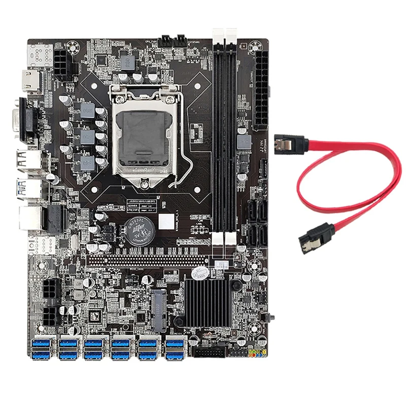 

B75 BTC Mining Motherboard With Switch Line 12 USB3.0 To PCIE1X Graphics Slot LGA1155 CPU DDR3 DIMM RAM SATA3.0 For B250