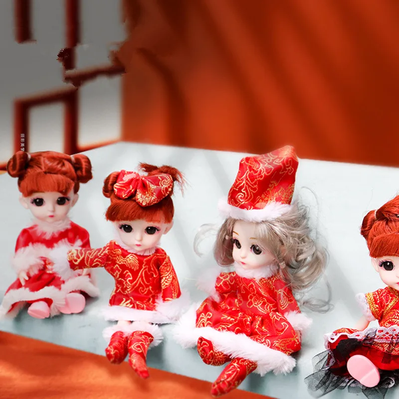

16cm Bjd Doll 6 Inch Cute Multicolor Hair Girl Dress Up Fashion Playhouse Doll 13 Movable Joints 3D Big EyesKids Birthday Gift