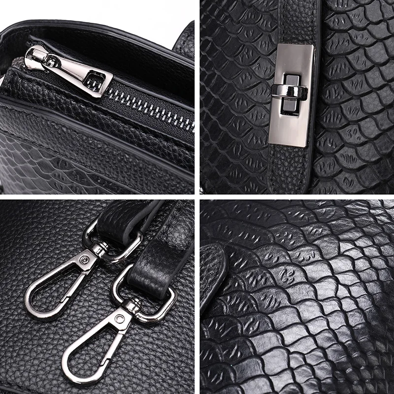 Mini Genuine Leather Shoulder Bag Women Luxury Chain Lock Crossbody Bags Excellent Alligator Calfskin Purses For Ladies Handbags